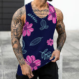 Foesce Men's Hawaii Palm Tree Printed Sleeveless Tee Tank Tops Summer Casual Beach Vest O Neck Shirt Men Gym Clothing Bodybuilding