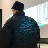 Fluorescence Plaid Pattern Puffer Jacket for Men Winter Fashion Trend Warm Clothing Teen Plus Size Bubble Coat Casual Streetwear