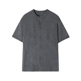 Summer Men's Short Sleeved Knitted Cardigan T-shirt Korean Fashion Trend Casual T Shirt Loose Solid Color Coats Tshirt