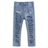 Hole Jeans Men's Summer Trend Nine Points Pants Tide Brand Big Hole Exaggerated Super Hole Denim Pants High Street