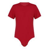 Mens Adults Press Crotch T-shirt Bodysuit One Piece Lingerie Adult Babies Diaper Lovers Pajamas Round Neck Short Sleeves Romper