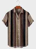 Foesce 5XL Hawaiian Men's Shirt Colourful Striped Camisa Short Sleeve Shirts For Men Casual Top Oversized Tee Shirt Men Clothing