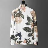 Autumn Flower Shirts Men Long Sleeve Slim Casual Shirt Business Formal Dress Shirts Social Party Tuxedo Camisa Masculina