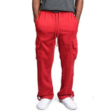 Foesce New Casual Mens Drawstring Elastic Waist Solid Color Pocket Pants Sports Pants Sweatpant
