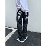Foesce Y2K men's jeans European and American head printing straight loose large size men's and women's jeans trendy ins hot sale