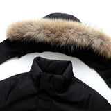 Foesce New Real Fur Collar Men's Down Jacket Hooded Warm Winter Coat Men Warm 90% White Duck Down Long Parka Hight Quality Man Overcoat