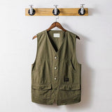 Men's Vests Casual Pockets Sleeveless V Neck Korean Style Loose Spring Autumn Waistcoat Fishing Waistcoats Clothing chalecos