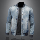 Foesce Men Retro Denim Jackets Motorcycle Baseball Jean Coats High Quality Outerwear for Male