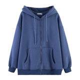 Women Vintage Angel Print Hooded Jacket Men Zip Up Long Sleeve Pocket Autumn Winter Streetwear Coat Y2K Aesthetic Loose Hoodies