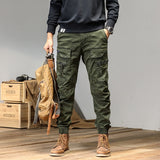 Foesce Men's Military Trousers Casual Cotton Solid Color Cargo Techwear Pants Outdoor Trekking Traveling Y2k Multi-Pockets Overalls