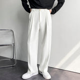 Foesce White Solid Men's Wide Leg Suit Pants Casual New Fashion Brand Male Trousers Baggy Korean Style Pants Clothing
