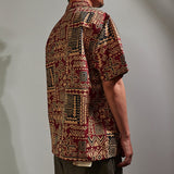 West Coast style floral shirt men's loose silhouette casual short sleeve summer printed beach shirt