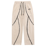 Zipper Stitching Pants Men Hip Hop Streetwear Fashion Vintage Pants High Street Loose Yoga Pants White Baggy Denim Pants
