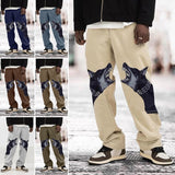 Straight Printed Dog Head Casual Pants Men Loose Skateboard Trousers Fashion Trend Man Sports Hip Hop Solid Streetwear