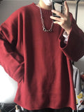 Foesce Autumn Winter Grunge Sweater Dark Black Men's Loose O-neck Warm Bottoming Shirt Knitted Tops for Men Women Vintage Sweater