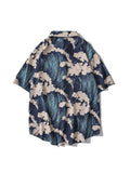 Sycpman Oversized Mens Shortsleeve Shirts Summer Loose Casual Cardigan Creative Printing Streetwear Japanese Men Clothing