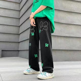 Foesce Y2K men's jeans European and American head printing straight loose large size men's and women's jeans trendy ins hot sale
