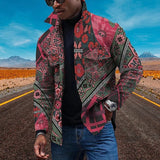 Vintage Floral Print Turn-down Collar Buttoned Jackets Men Autumn New Arrivals Clothing Mens Fashion Slim Long Sleeve Coats