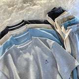 Foesce Cotton Solid Suit Summer Casual Short-sleeved T-shirt + Elastic Waist Shorts Suit Female Preppy Loose Versatile Sports 2pcs Suit