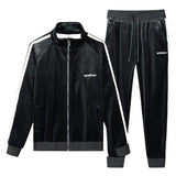 High end men's double-sided gold velvet J jacket suit warm and casual sportswear in autumn and winter