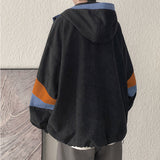 Autumn Contrast Color Corduroy Jacket Men New Trend Jacket Male Zip Up Hoodie Windbreaker
