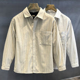 Temperament retro corduroy striped shirt men's spring and autumn style day casual long-sleeved shirt
