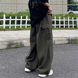 Harajuku Vintage Wide leg jeans Pants Men Casual Joggers Harem Pants White Cargo Pants Skateboard Trousers Streetwear