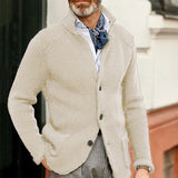 Autumn Winter Long Sleeve Single-Breasted Slim Coat Jackets Men Stand Collar Thicken Cardigan Top Men's Solid Knitted Outwear