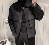 Foesce Jackets Men Autumn Pockets Turn-down Collar Skinny Fashion Outwear Plus Size Streetwear New Arrival BF Clothing Cazadora Hombre