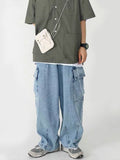 Baggy Jeans Trousers Male Denim Pants Black Wide Leg Pants Men's Jeans Loose Casual Korean Streetwear Hip Hop Harajuku
