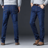 Spring Autumn Men's Smart Elastic Jeans Business Fashion Straight Regular Stretch Denim Trousers Men Jeans  28-40