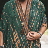Hawaii Vacation Beach Cloak Men Summer Fashion Graphic Print Patchwork Loose Long Shirt Beachwear Mens Clothes Leisure Cardigans