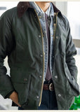 Foesce Vintage Wax Jacket Men Autumn Winter Windbreaker Waterproof Multi-pocket Raglan Sleeve Jacket Casual Zip Cardigan Coat