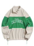 Foesce Hoodie for Men Letter Embroidered Polar Fleece Sweatshirts Turtleneck Fuzzy Streetwear Pullover Colorblock Unisex Jumper