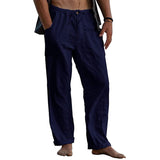 Foesce New Men's Casual Cotton Linen Pants Male Summer Large Size Breathable Solid Color Trousers Sports Fitness Streetwear S-5XL