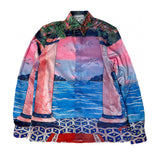 Foesce Silk Shirt Style Formula Racing Driver Gradient Landscape Silk Long Sleeve Shirt S-XL