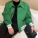 Men's Spring and Autumn Overcoat Hip Hop Corduroy  Retro Casual Regular Slim Fit  Streetwear Fashion Pilot Jacket