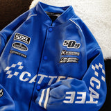 Fashion American retro locomotive embroidered baseball uniform jacket women's loose casual wild bomber jacket unisex
