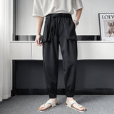 Summer Khaki/Black Belt Suit Pants Men Fashion Society Mens Dress Pants Korean Loose Harem Pants Mens Formal Trousers M-3XL