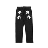 Foesce Y2K men's jeans European and American head printing straight loose large size men's and women's jeans trendy ins hot sale