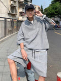 Waffle Casual Sports Suit Men's Korean Summer Hip Hop Trendy Handsome Short-sleeved T-shirt + Shorts High Street Two-piece Suit