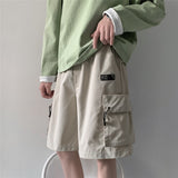 Foesce Loose Shorts Men Summer Japsn Style Wide Cuff Shorts Men Borad Jogger Shorts Streetwear With Big Pockets Work Trousers