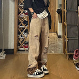 Harajuku ipped Hole Jeans Denim Pant Woman Man Straight Patchwork Baggy boyfriend y2k Punk Kpop Harajuku Streetwear Hip Hop