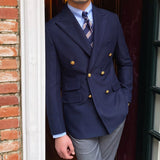 Foesce British Daily Men Blazer Hombre Fashion Double Breasted Slim Suit Blazer Homme Solid Color Suit Jacket Casual Trendy Masculino