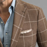 Leisure Mens Blazer Jackets Autumn Vintage Plaid Striped Printed Long Sleeve Lapel Coats For Men Fashion Buttoned Suit Coat