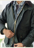Foesce Vintage Wax Jacket Men Autumn Winter Windbreaker Waterproof Multi-pocket Raglan Sleeve Jacket Casual Zip Cardigan Coat
