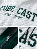 New Spring Men's Hooded Varsity Jacket Streetwear Fashion Fake 2 In 1 Single Breasted Casual Windbreaker Loose Letter Coat