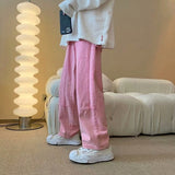 Foesce  New Fashion Pink Baggy Men Cargo Jeans Pants Elegant Straight Casual Women Solid Long Trousers Y2K Clothes Pantalon Homme