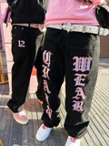 Foesce Pants Women Summer Ladies Y2k Full Skulls Drawstring Fashion Popular Preppy Korean Style Length Trousers Loose High Waist Casual