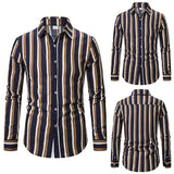 Blank T Shirt Men Autumn Winter Single Breasted  Lapel Full Print Beach Long Turtle Neck Long Sleeve  Tees Men